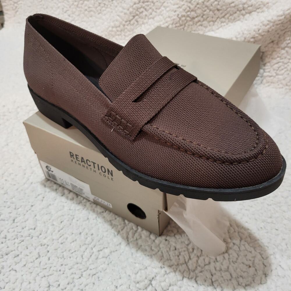 Kenneth Cole Reaction Brown Textured Penny Loafers